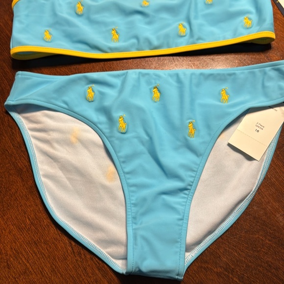 NWT Polo Ralph Lauren Girls Bikini - Light Blue w. Yellow, Size 16 - Picture 5 of 10